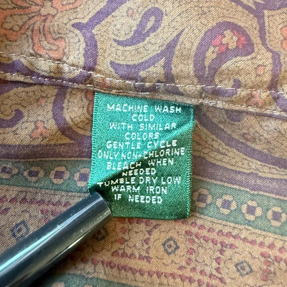 Lauren Ralph Lauren Shirt Womens M Multicolor Paisley Button-Down 100% Cotton - Picture 3 of 7